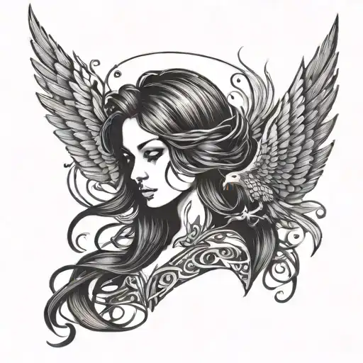 Girl Phoenix With Big Wings