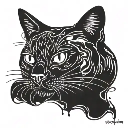 Simple Black Melting Cat
