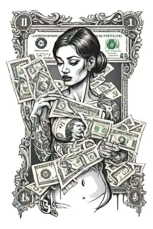 Woman Who Cover Her Body With Giant 100 Dollar Bill