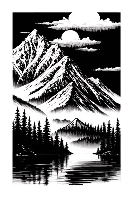 Mountain Scene Lake Forest