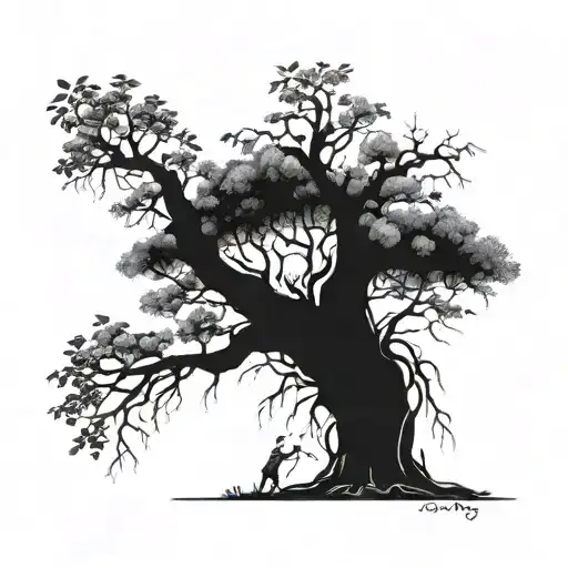 Realistic Depiction Of A Mother Tree Nurturing Two Smaller Trees Symbolizing The Client's Children