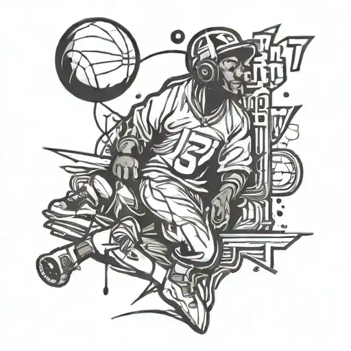 Incorporate Iconic Hip Hop Lyrics Or Symbols Into A Dynamic Sports-themed Tattoo Design