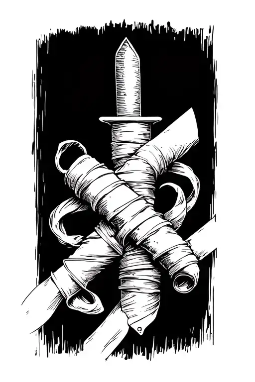 Long Knife Wrapped With Old Bandage