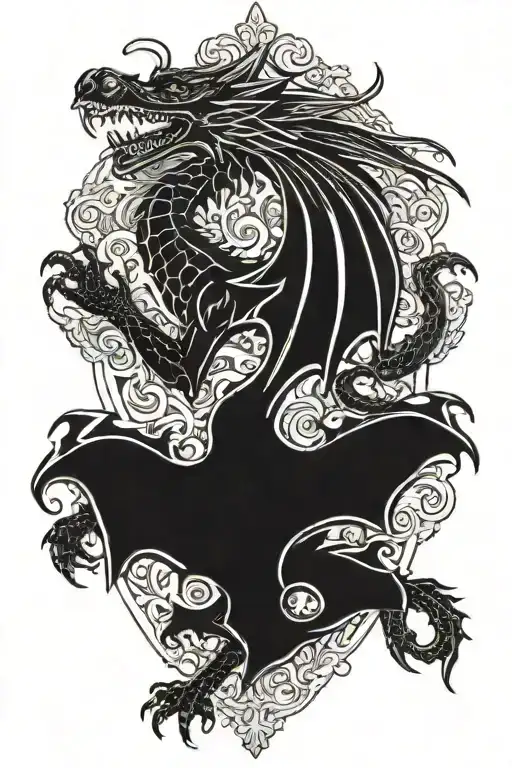 Dragon And Ukraine Coat Of Arms