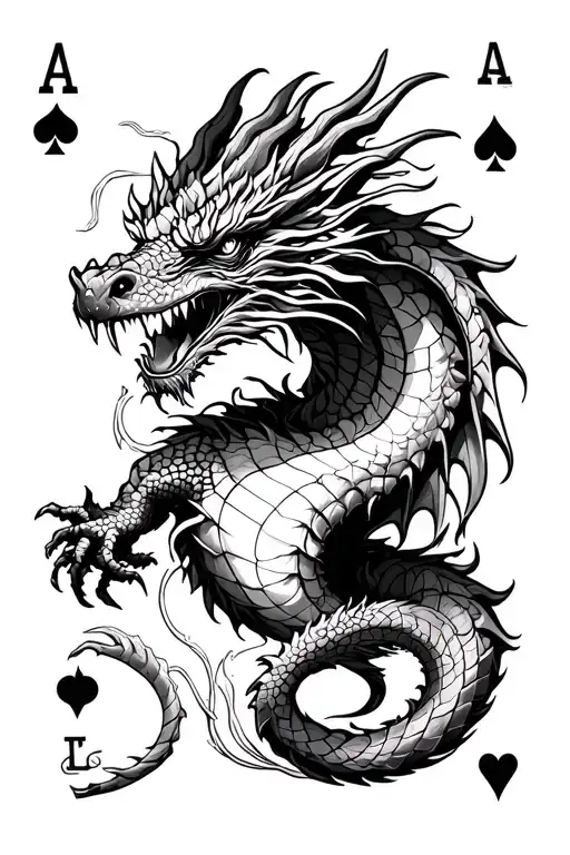 Dragon Wrapped And Cards Surrounded