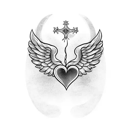 Simple Heart With Angel Wings And A Crown On Top