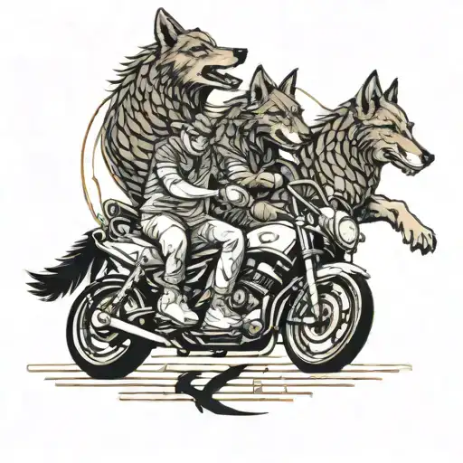 A Pack Of Wolves Racing Motorcycles Through An Ancient Egyptian City