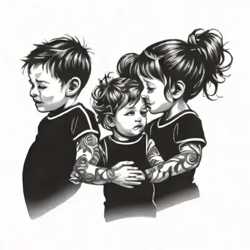 Twin Children And Dad And Mum