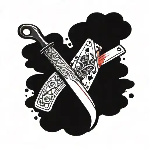 A Traditional Straight Razor Surrounded By Playing Cards And Casino Chips