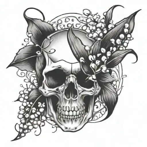 Skull And Lily Of The Valley