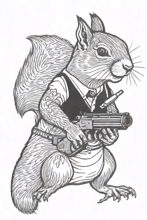 Squirrel Holding A Gun