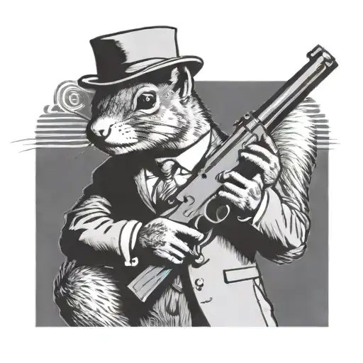 1920'S Mafia Squirrel Holding A Gun