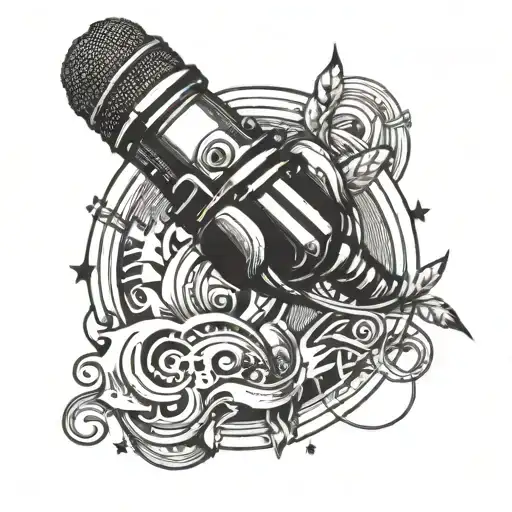 Colorless Microphone Surrounded By Circle