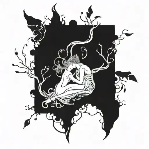 A Romantic Scene From An Ancient Greek Myth Intertwined With Elements Of Psychology