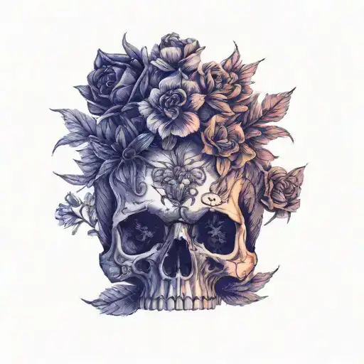 A Skull With Flowers In It