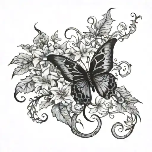 Lily Butterfly Tendril With Ivy