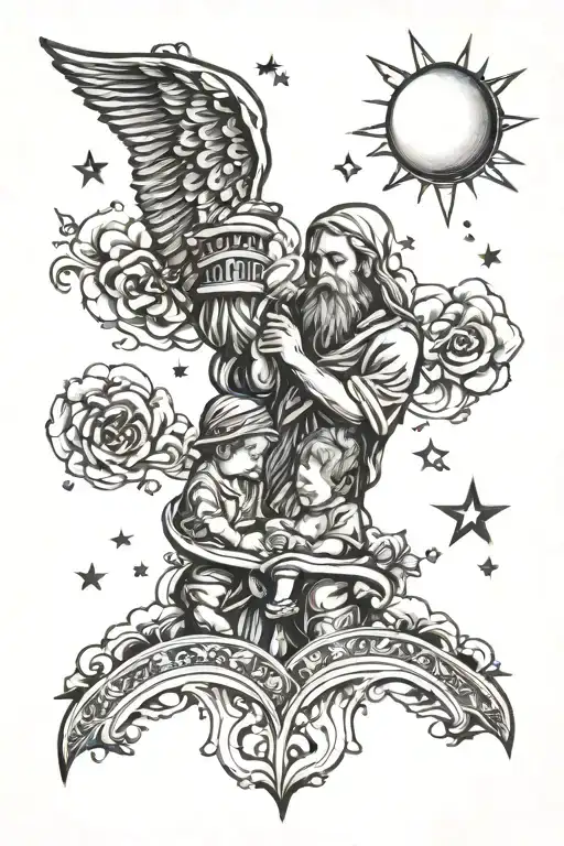 Staricase To Heaven With A Child Holding Hands