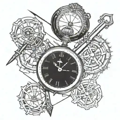 A Pocketwatch Pierced By A Sword