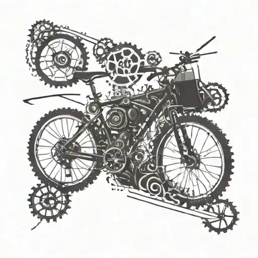 A Mountain Bike With Intricate Gear Details Integrated With Metal Music Symbols