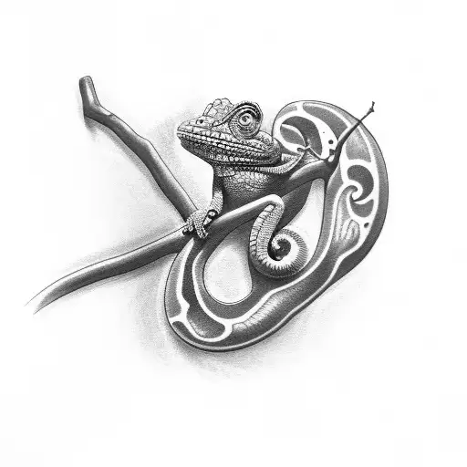 Chameleon On Blackberry Vine