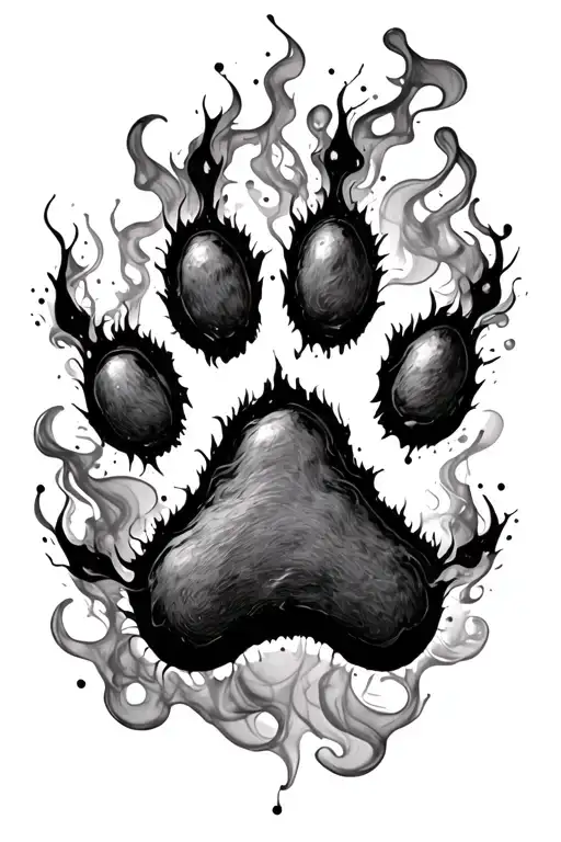 Dog Paw Print Engulfed In Dark Smoke