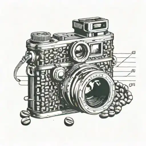 A Vintage Camera Surrounded By Binary Code And Coffee Beans