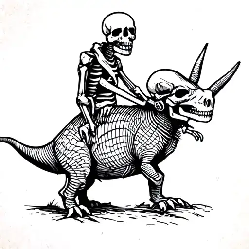 Cartoon Skeleton Riding Armadillo