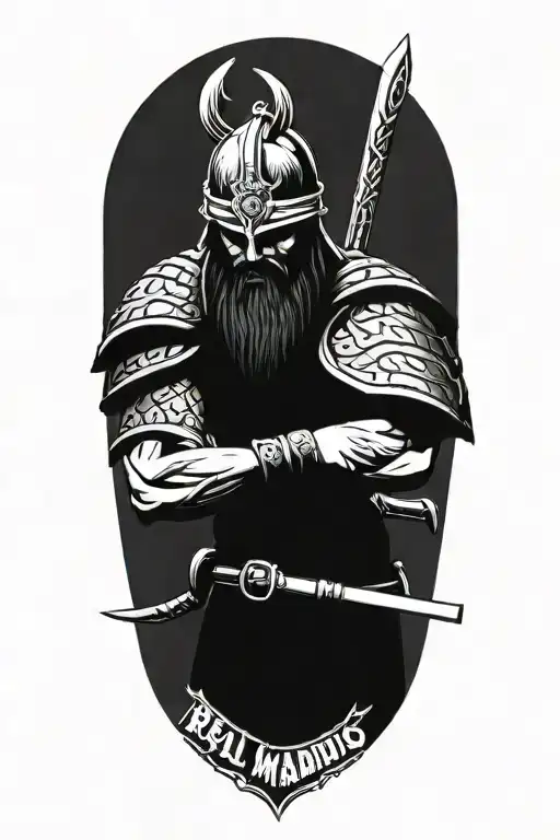 Real Madrid Viking Warrior Holding A Sign That Says Defendamos El Trono Conquistamos La Gloria