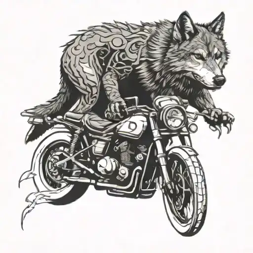 Motorbike And Wolf Head