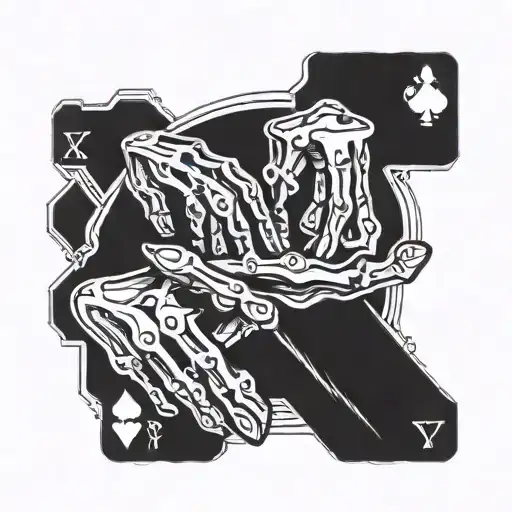 Skeleton Hand Holding Playing Cards