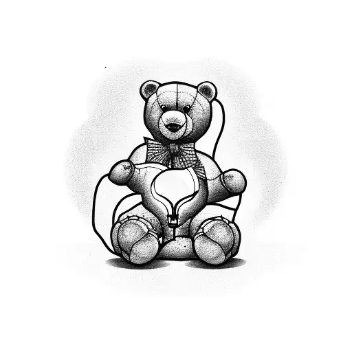 Teddy Bear With Lamp In Arm On Earth