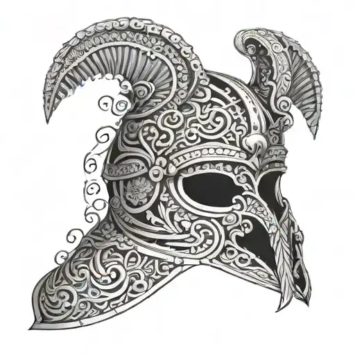 Roman Gladiator Helmet With Intricate Italian Patterns