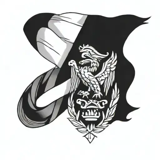 Italian Flag Intertwined With A Laurel Wreath And Eagle