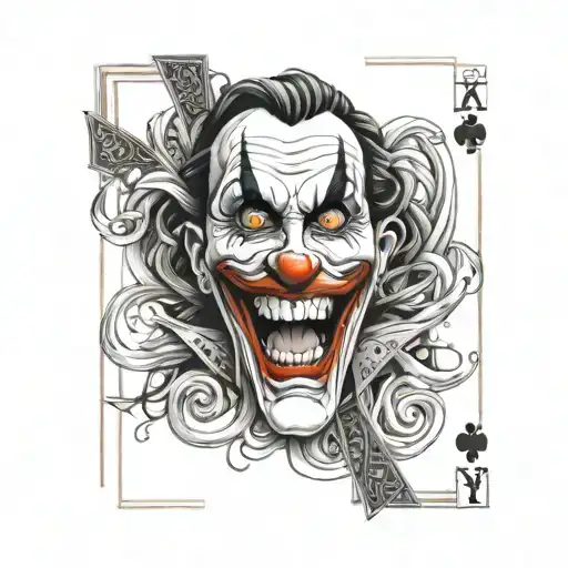 A Twisted And Dark Joker Face With A Deck Of Cards Swirling Around Him