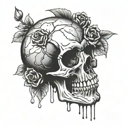 Skull With Bleeding Heart