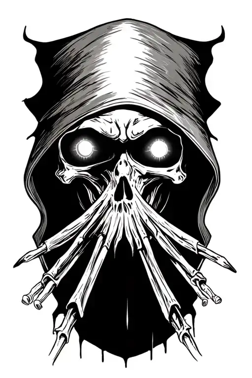 Grim Reaper With No Face Showing And Glowing Eyes
