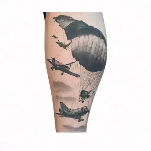 Military Planes And Parachute