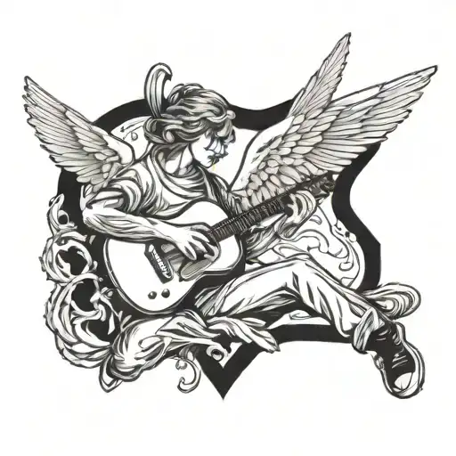 An Angelic Figure Playing A Trap Beat On A Guitar