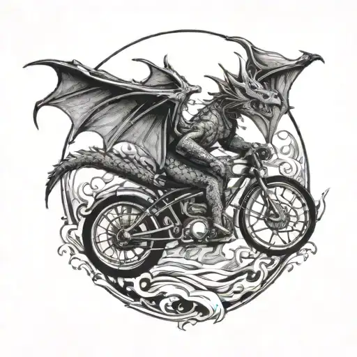 A Dragon Riding A Bike Through A Fiery Hoop