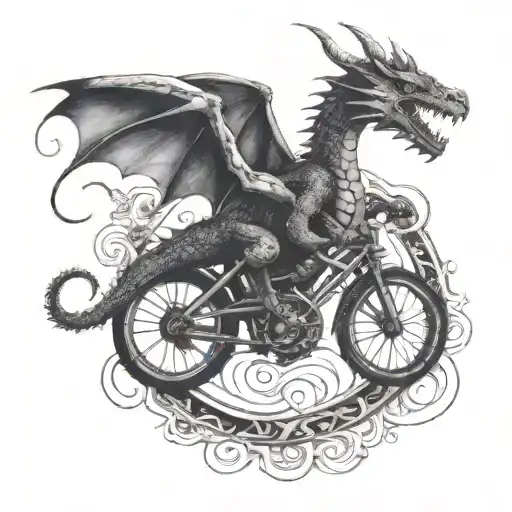 A Dragon Riding A Bike Through A Fiery Hoop