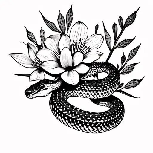 Rattlesnake And Cactus Blossom