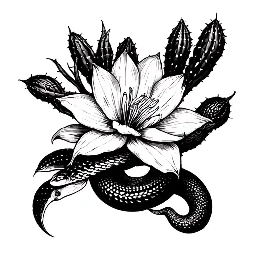 Rattlesnake White Cactus Blossom