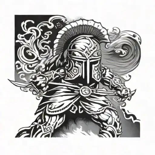 Spartan Walking Through Smoke Blue Eyes