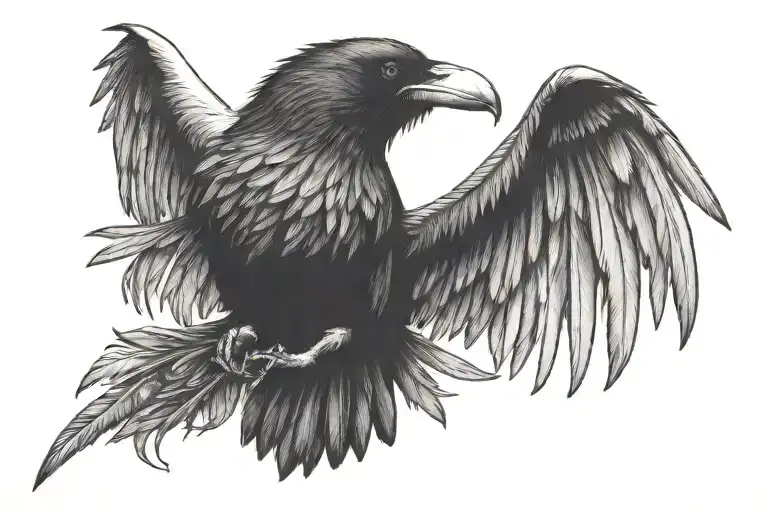 Feather Raven Flying