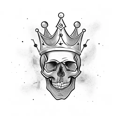 Skull With Crown And Time Pices