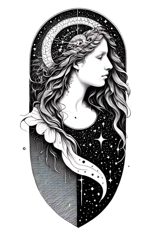 Constellation Of Virgo Made Up Of Intricate Dotwork