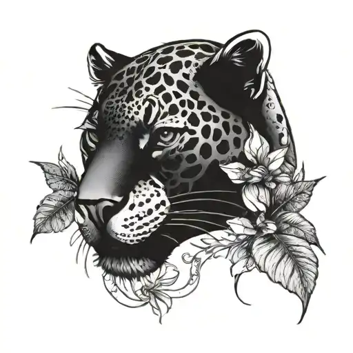 Cyberpunk Jaguar With Birds And Plants