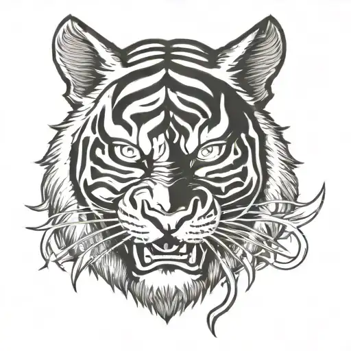 Tiger Wearing Hannya Mask