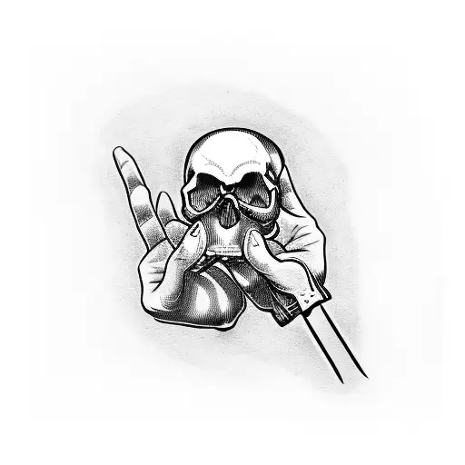 Skull Hand Holding Wine Bottle