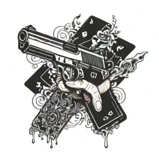 Hand With A Gun That Shoots Cards